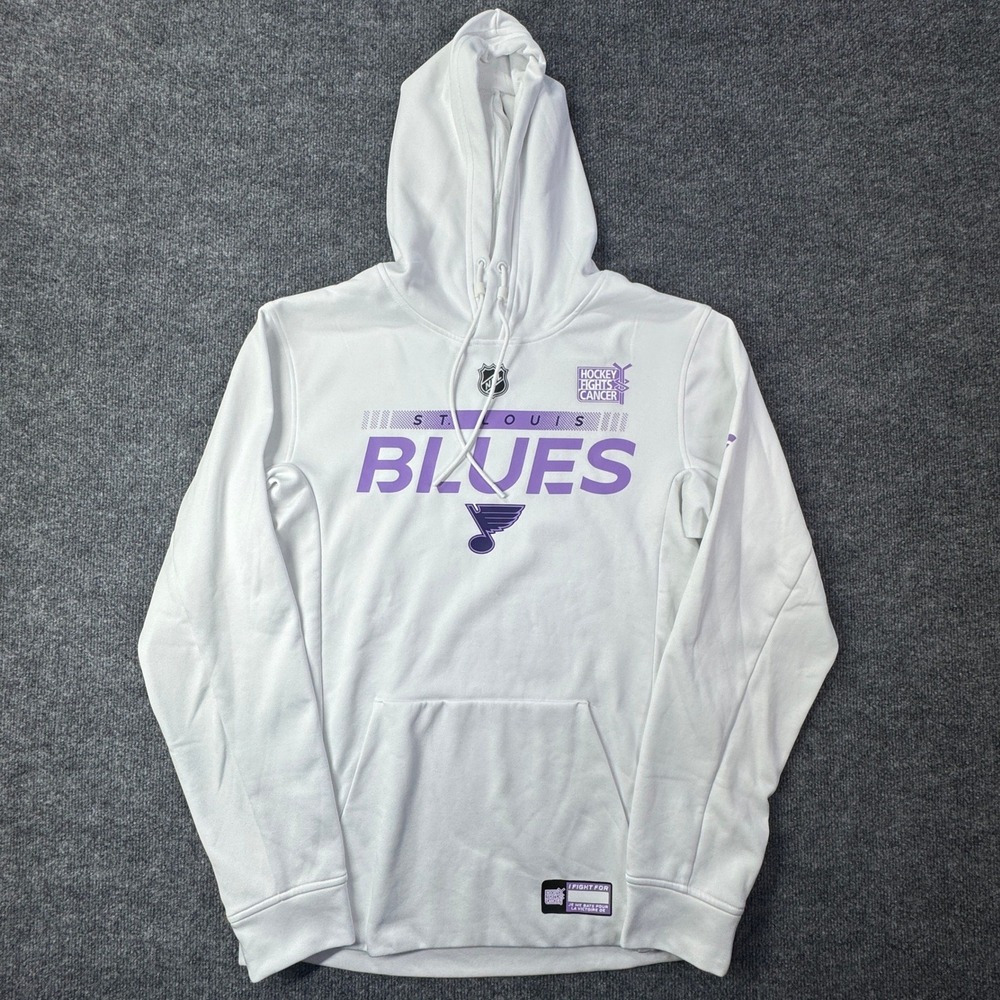 St Louis Blues Fanatics Hoodie Mens M White Fights Cancer NHL Hockey